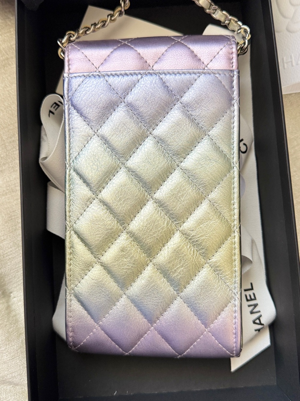 CHANEL Pastel Iridescent Quilted Mini Crossbody Phone Bag - Picture 4 of 9